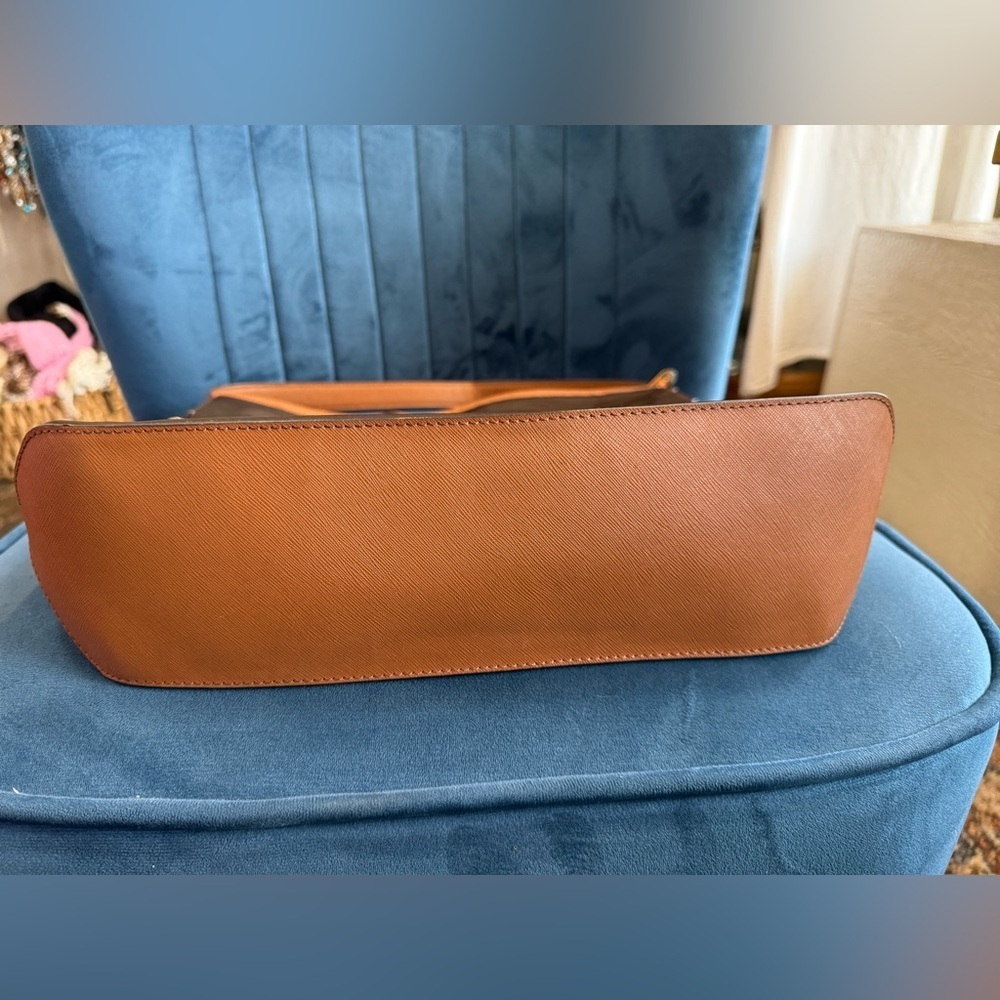 Michael Kors Brown Nylon & Leather Trim Shoulder Bag w/ Crossbody Strap - Picture 3 of 5